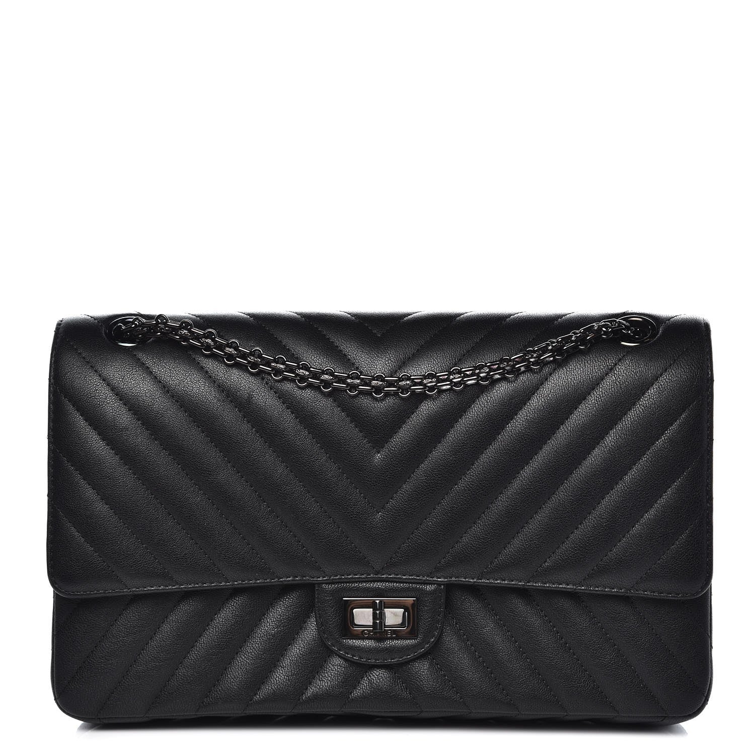 Chanel Sheepskin Chevron Quilted 2.55 Reissue 226 Flap So Black 1 of 11