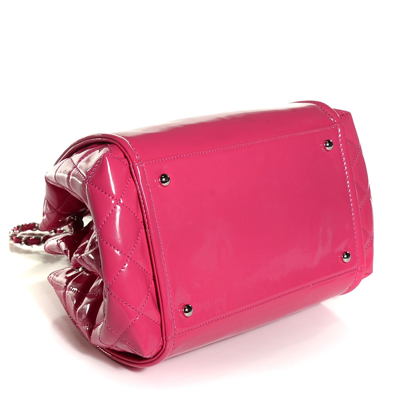 Chanel Vinyl Lipstick Ligne Large Accordion Tote Hot Pink 11 of 14