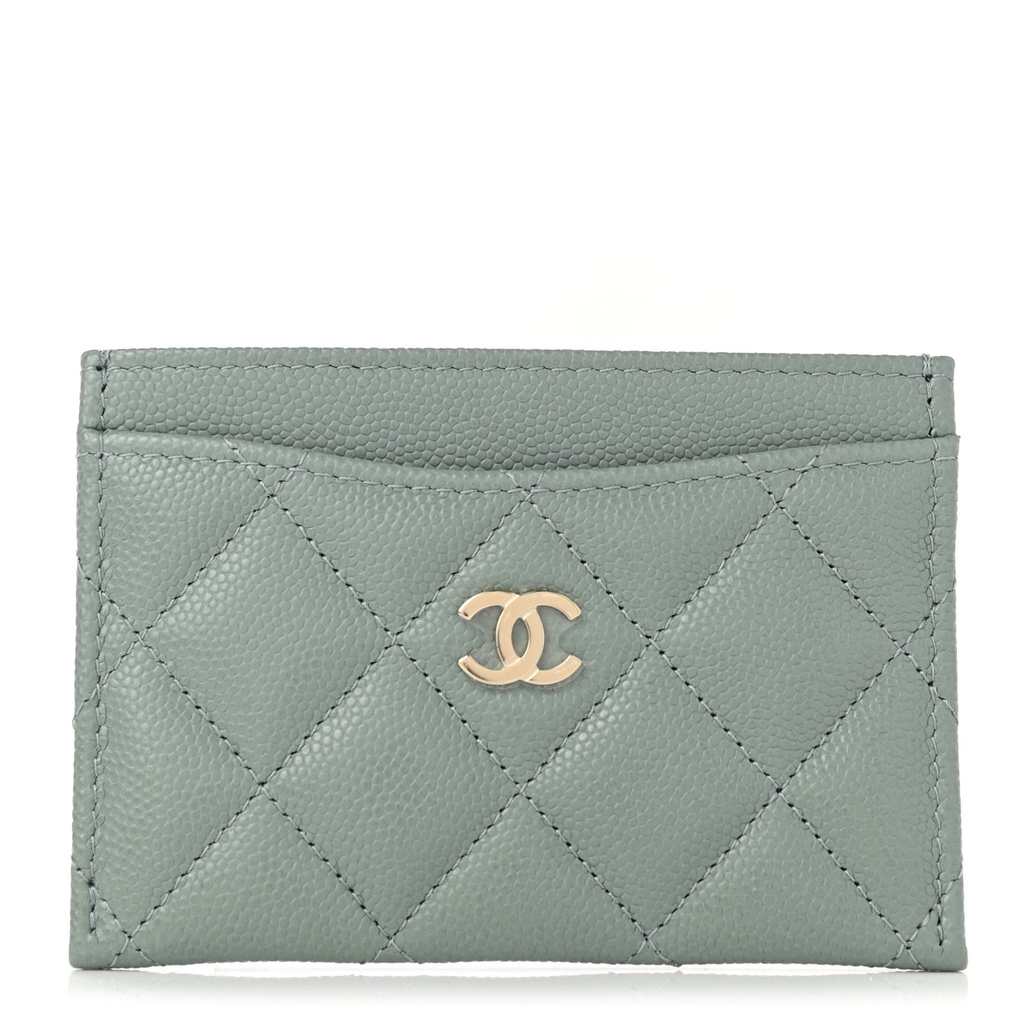Caviar Quilted Card Holder Light Blue