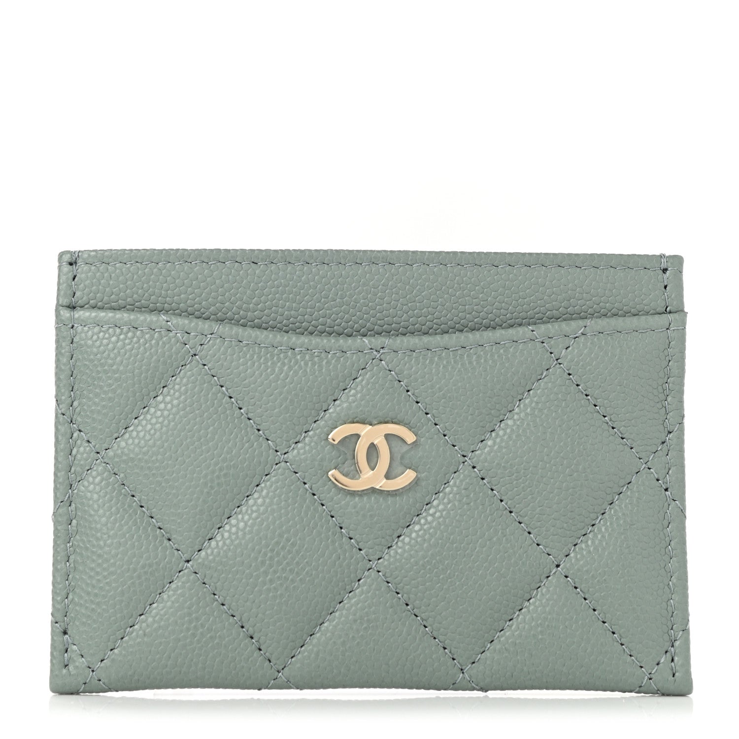 Chanel Caviar Quilted Card Holder Light Blue 1 of 9