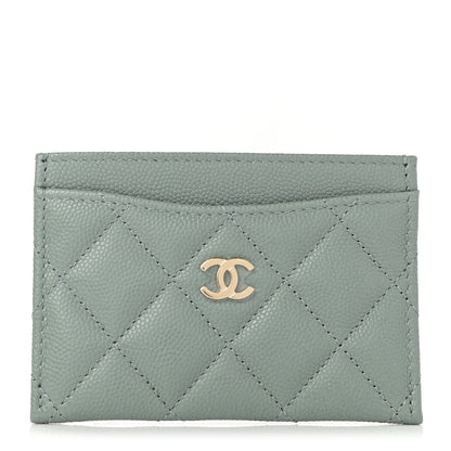 Chanel Caviar Quilted Card Holder Light Blue 1 of 9