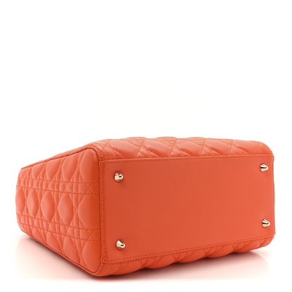 Christian Dior Lambskin Cannage Medium Lady Dior Orange 3 of 12