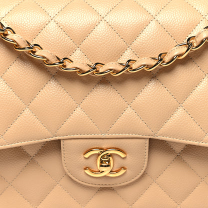 Chanel Caviar Quilted Jumbo Double Flap Light Beige 8 of 10