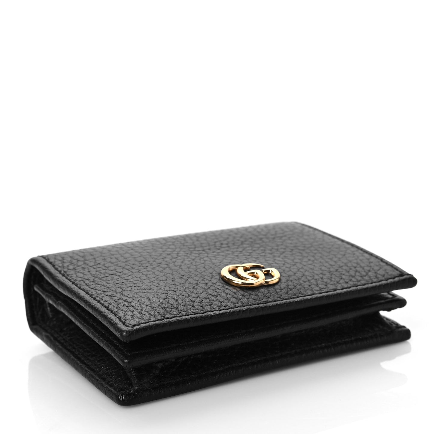 Pebbled Calfskin GG Marmont Card Case Black