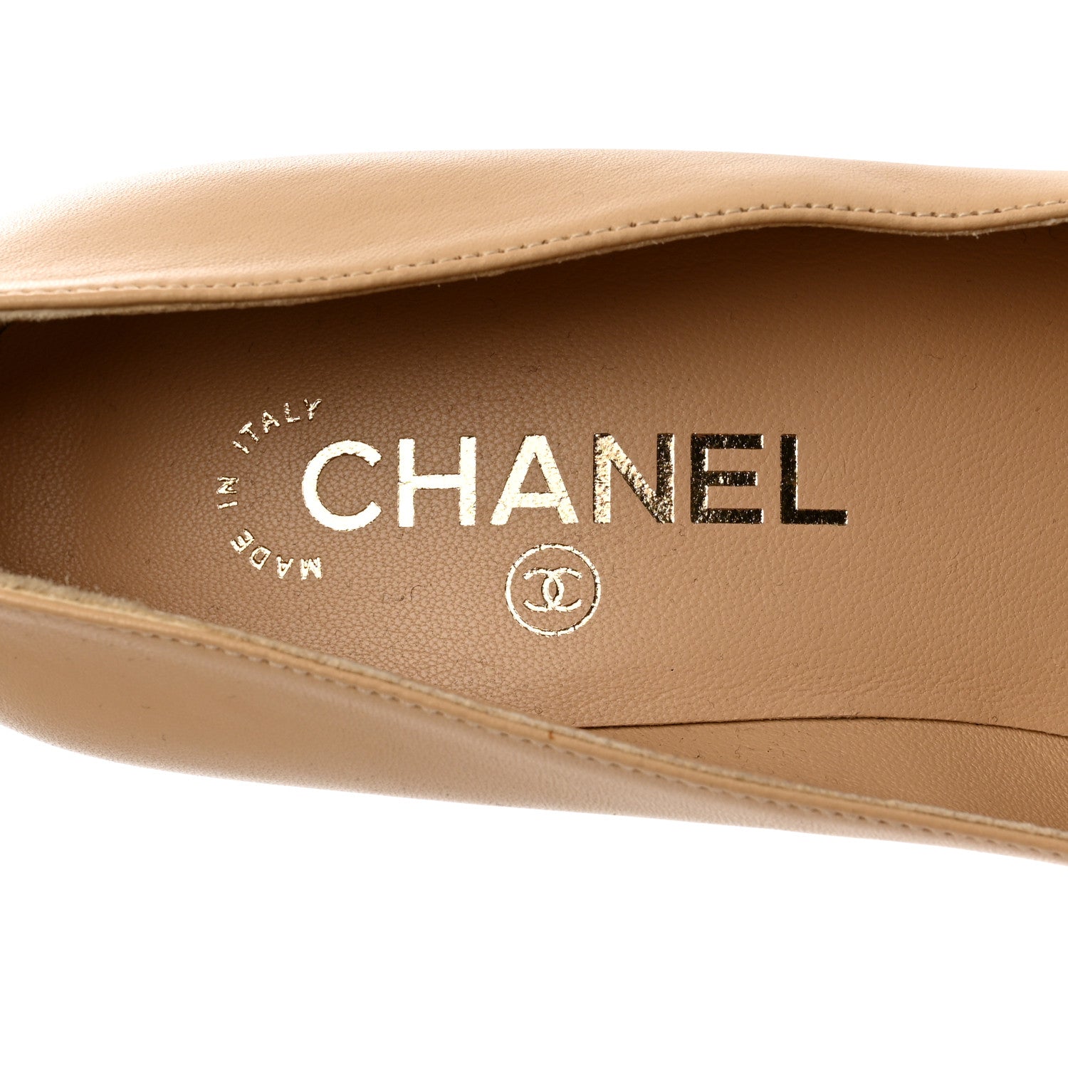 Chanel Lambskin Cap Toe Metal Heel Pumps 37.5 Beige Black 6 of 9