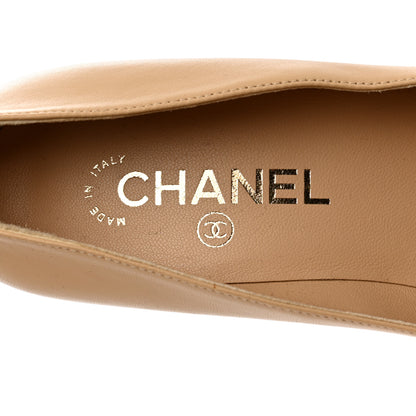 Chanel Lambskin Cap Toe Metal Heel Pumps 37.5 Beige Black 6 of 9