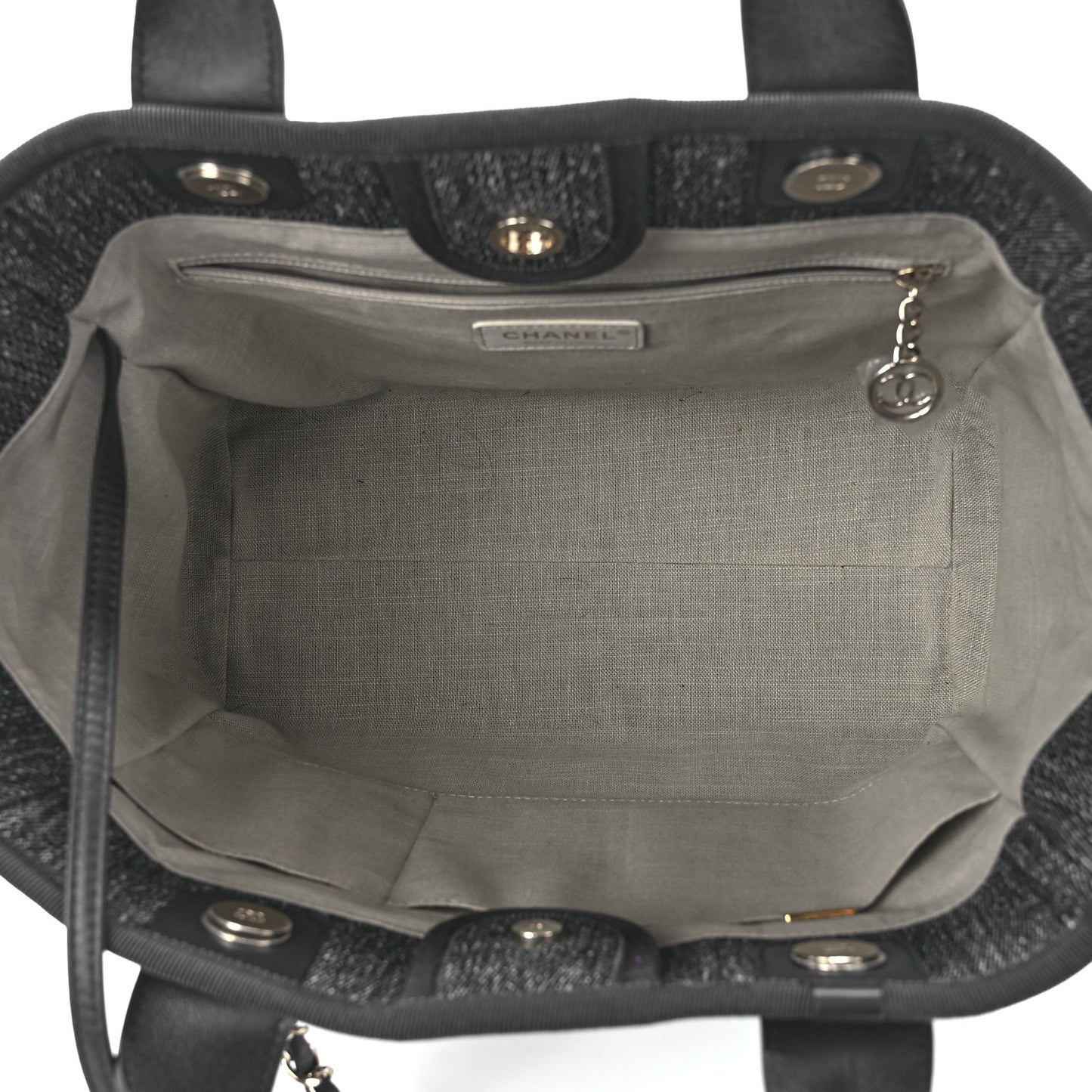 Denim Small Deauville Tote Dark Blue White