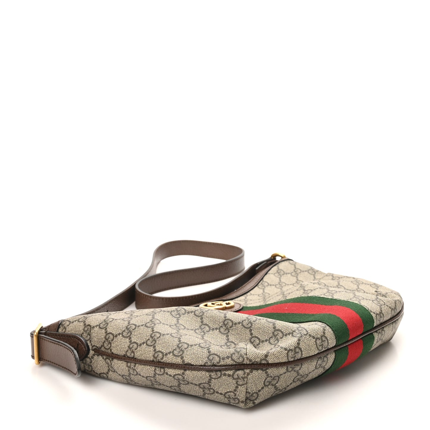 GG Supreme Monogram Web Small Ophidia Half Moon Hobo Brown
