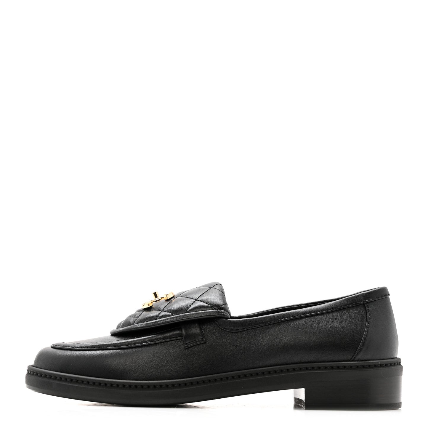 Lambskin Quilted CC Turnlock Loafers 38 Black