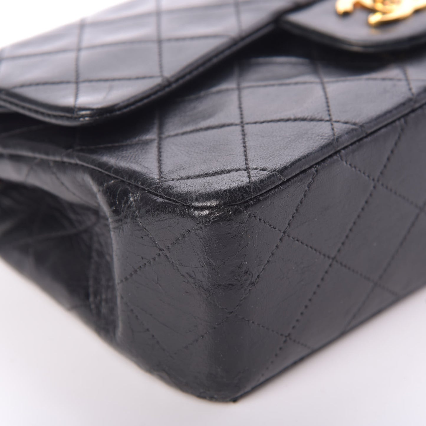 Lambskin Quilted Small Double Flap Black