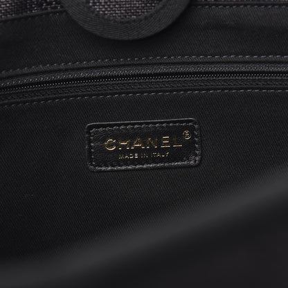 Chanel Mixed Fibers Striped Small Deauville Tote Black 5 of 10