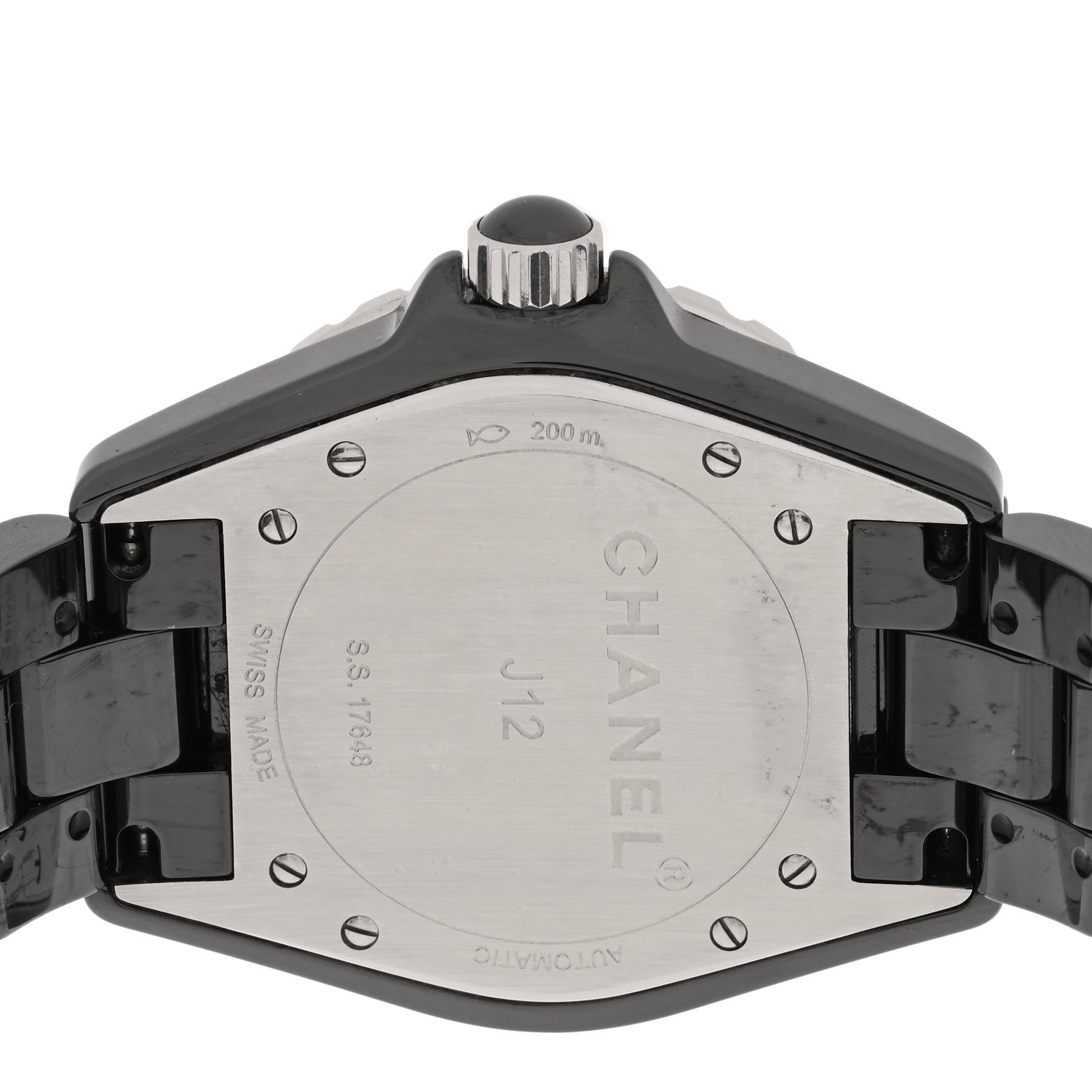 Chanel Stainless Steel Ceramic Diamond 38mm J12 Automatic Watch Black 4 of 5