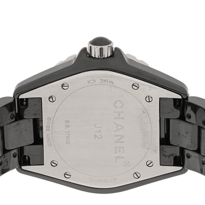 Chanel Stainless Steel Ceramic Diamond 38mm J12 Automatic Watch Black 4 of 5