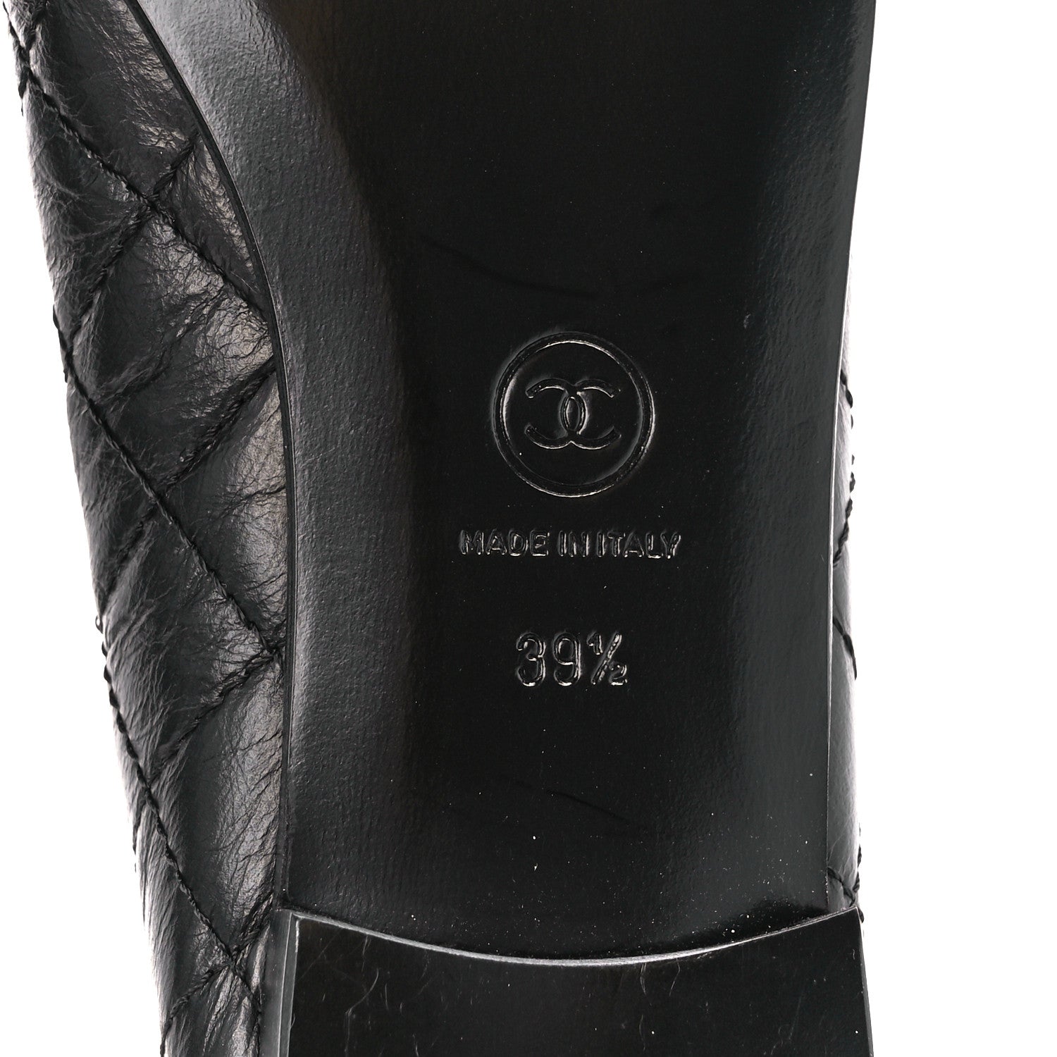 Chanel Aged Calfskin Quilted CC Cap Toe Ballerina Flats 39.5 Black 6 of 9