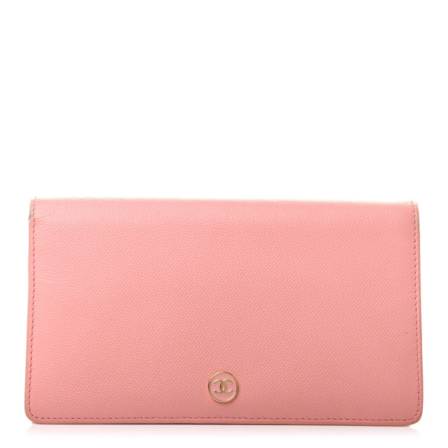 Chanel Grained Calfskin CC Button Yen Wallet Pink 1 of 9