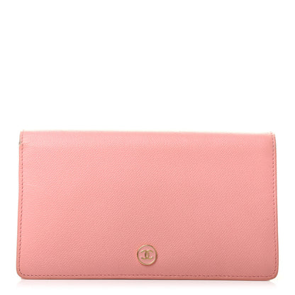 Chanel Grained Calfskin CC Button Yen Wallet Pink 1 of 9
