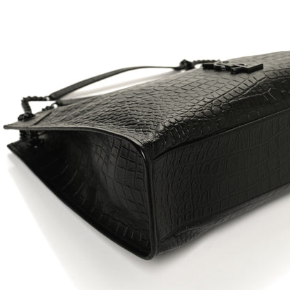 Saint Laurent Calfskin Crocodile Embossed Monogram Large Niki Shopping Bag Black 12 of 13