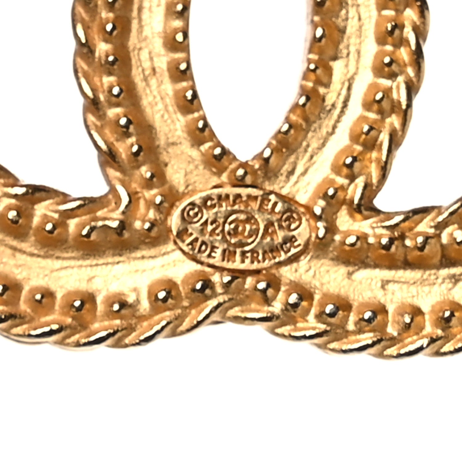 Chanel CC Drop Earrings Matte Gold 4 of 5
