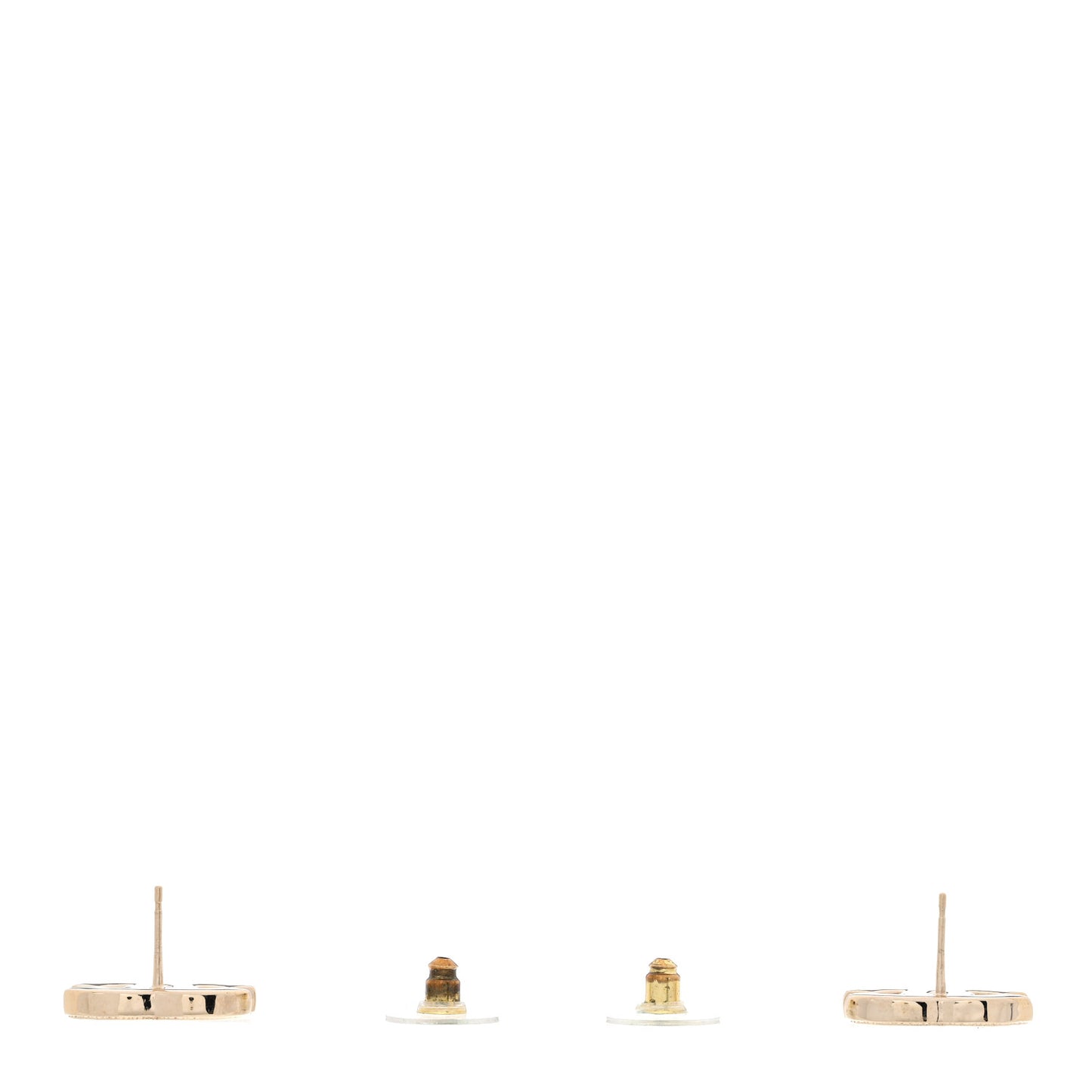 Metal Enamel CC Earrings Black Gold