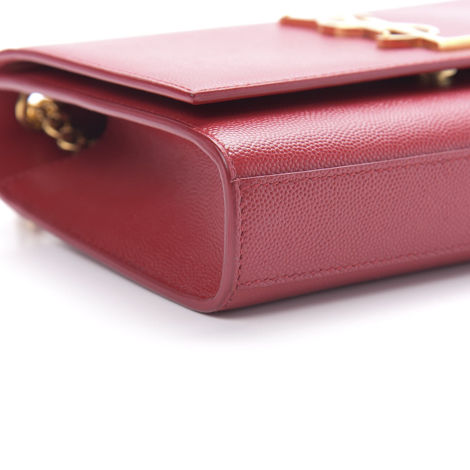 Saint Laurent Grain De Poudre Small Monogram Kate Satchel Red 9 of 12