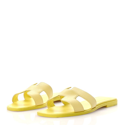 Hermes Epsom Oran Sandals 37 Jaune Pollen 4 of 9