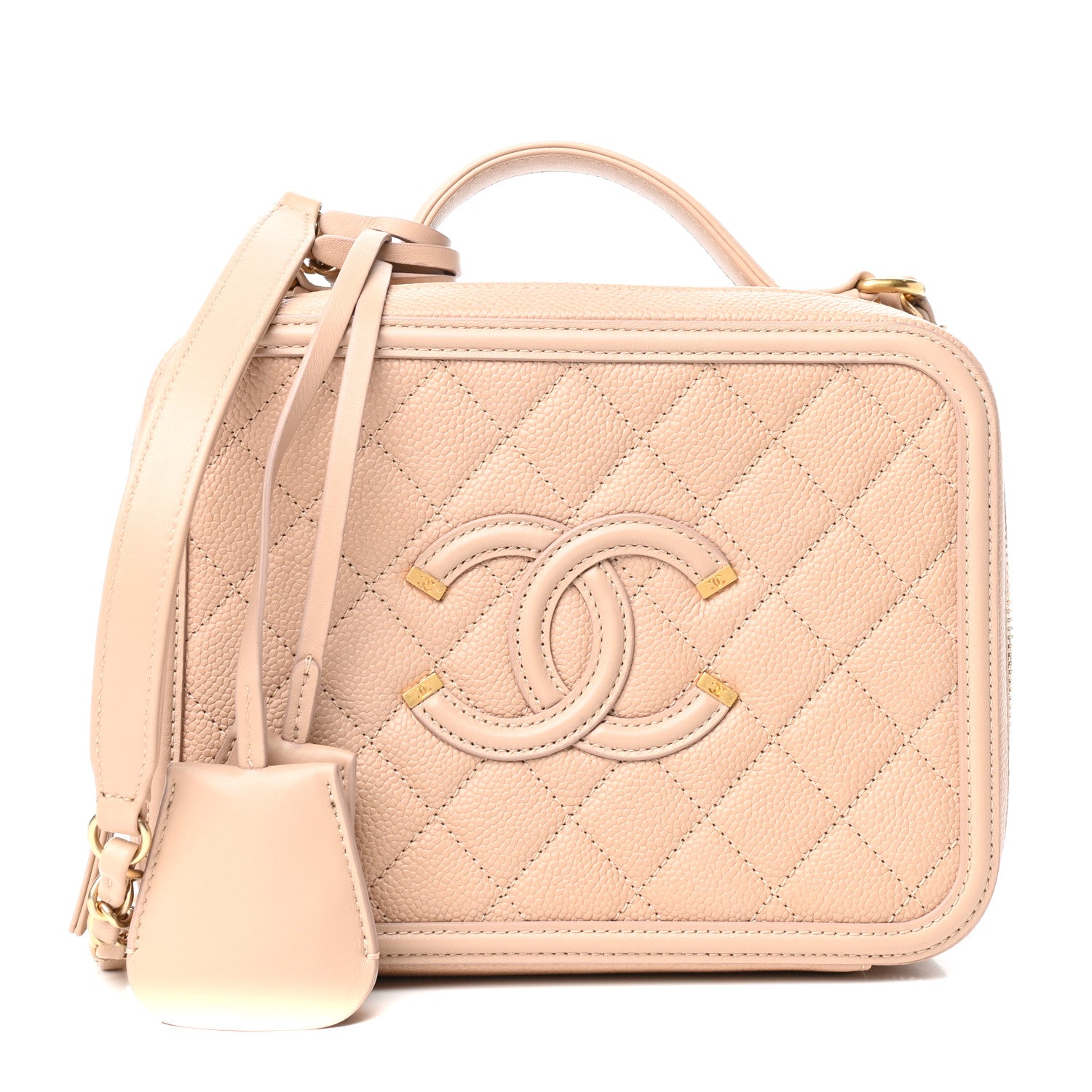 Chanel Caviar Quilted Medium CC Filigree Vanity Case Beige 1 of 10