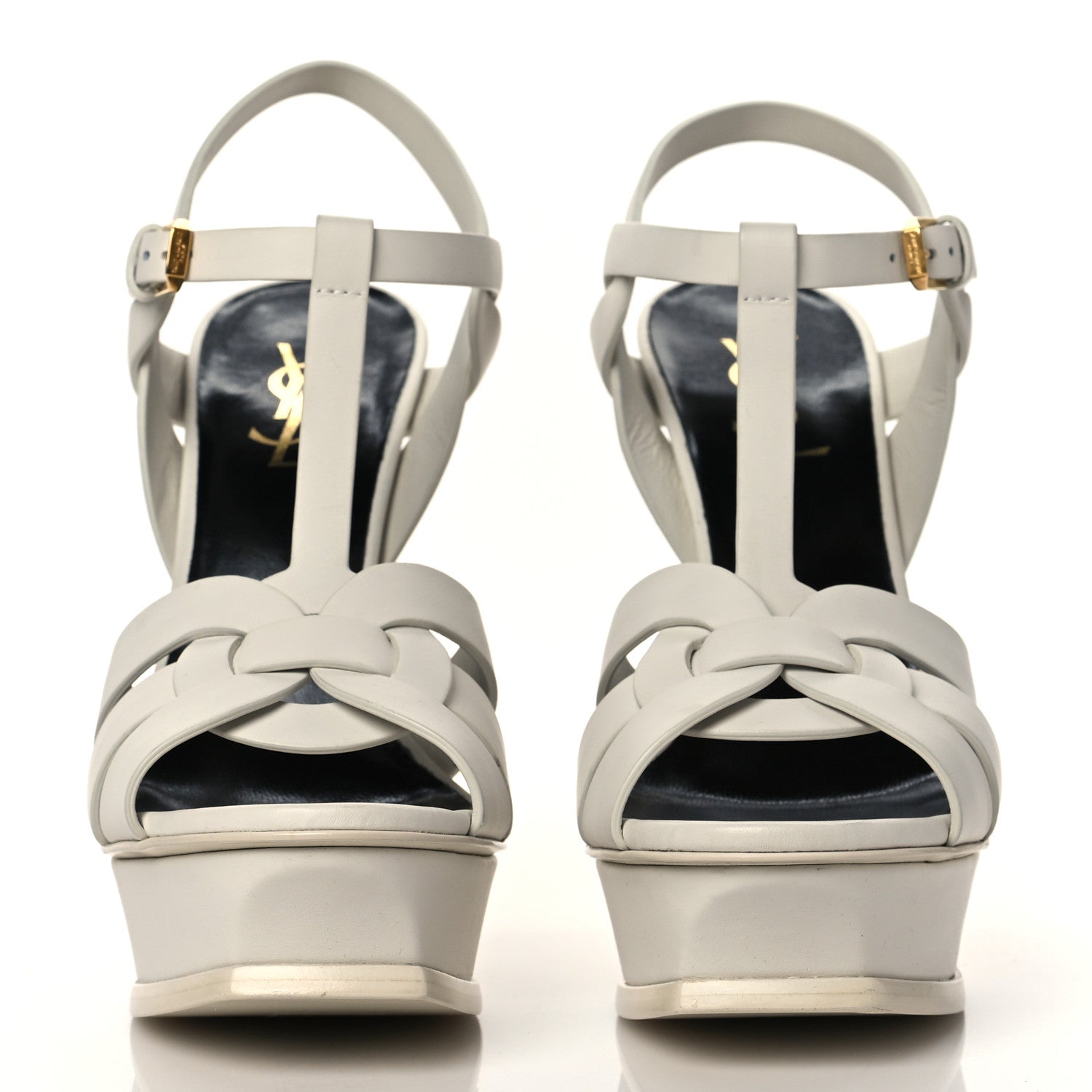 Saint Laurent Calfskin Tribute 105 Platform Sandals 38.5 Porcellana 2 of 13