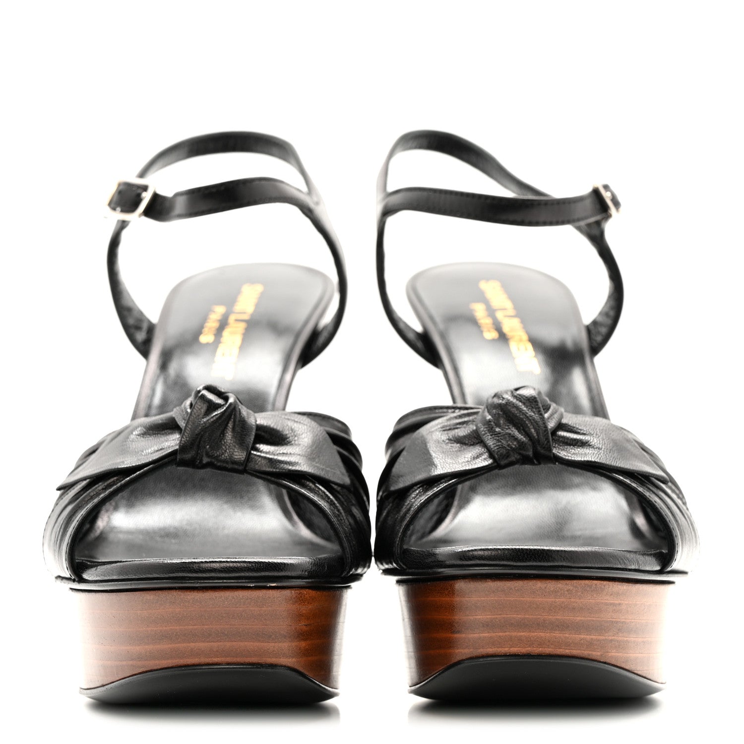 Saint Laurent Vendome Bianca Bow Sandals 36.5 Black 3 of 13