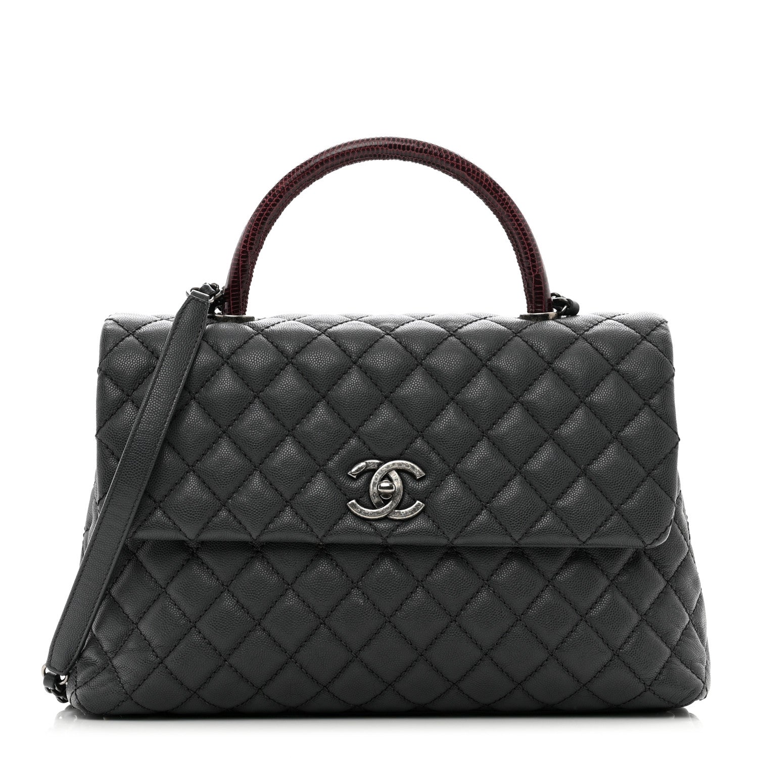 Chanel Caviar Lizard Quilted Medium Coco Handle Flap Grey 1 of 10