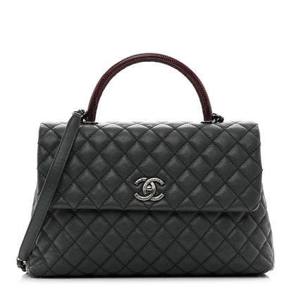 Chanel Caviar Lizard Quilted Medium Coco Handle Flap Grey 1 of 10