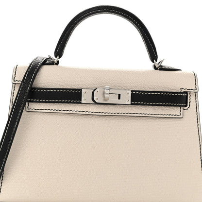 Hermes Chevre Mysore Horseshoe Mini Kelly Sellier 20 Nata Black 8 of 13