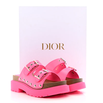 Christian Dior Calfskin Diorquake Slide Sandals Fuchsia Flu 37 9 of 9