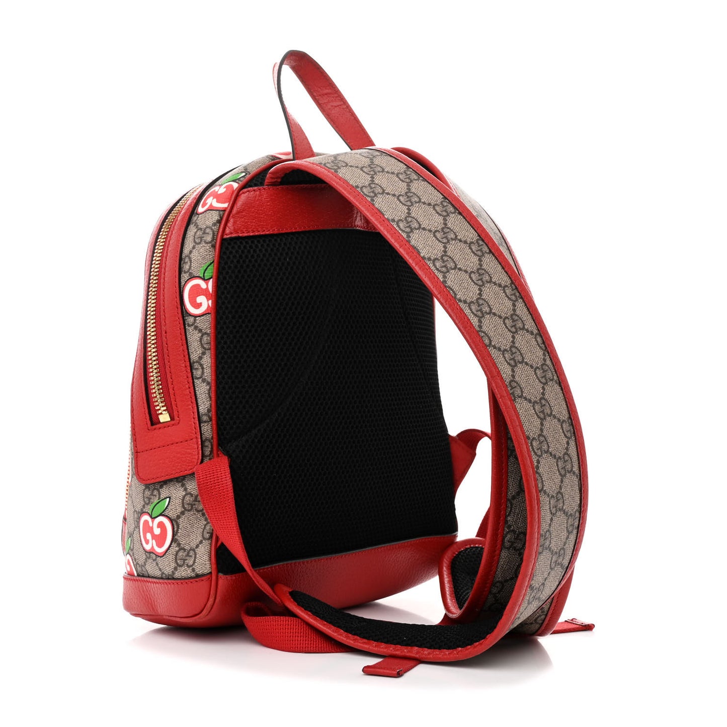 GG Supreme Monogram Apple Small Retro Interlocking G Day Backpack Beige Multicolor Lobster Red