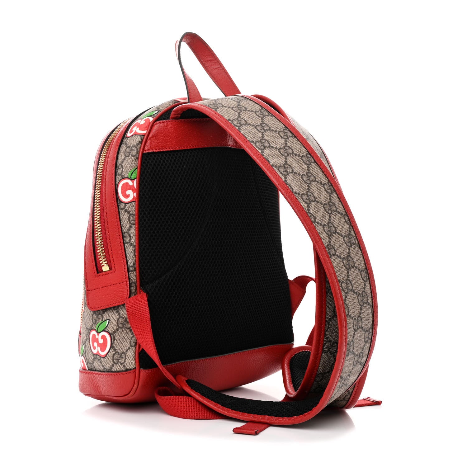 Gucci GG Supreme Monogram Apple Small Retro Interlocking G Day Backpack Beige Multicolor Lobster Red 3 of 16