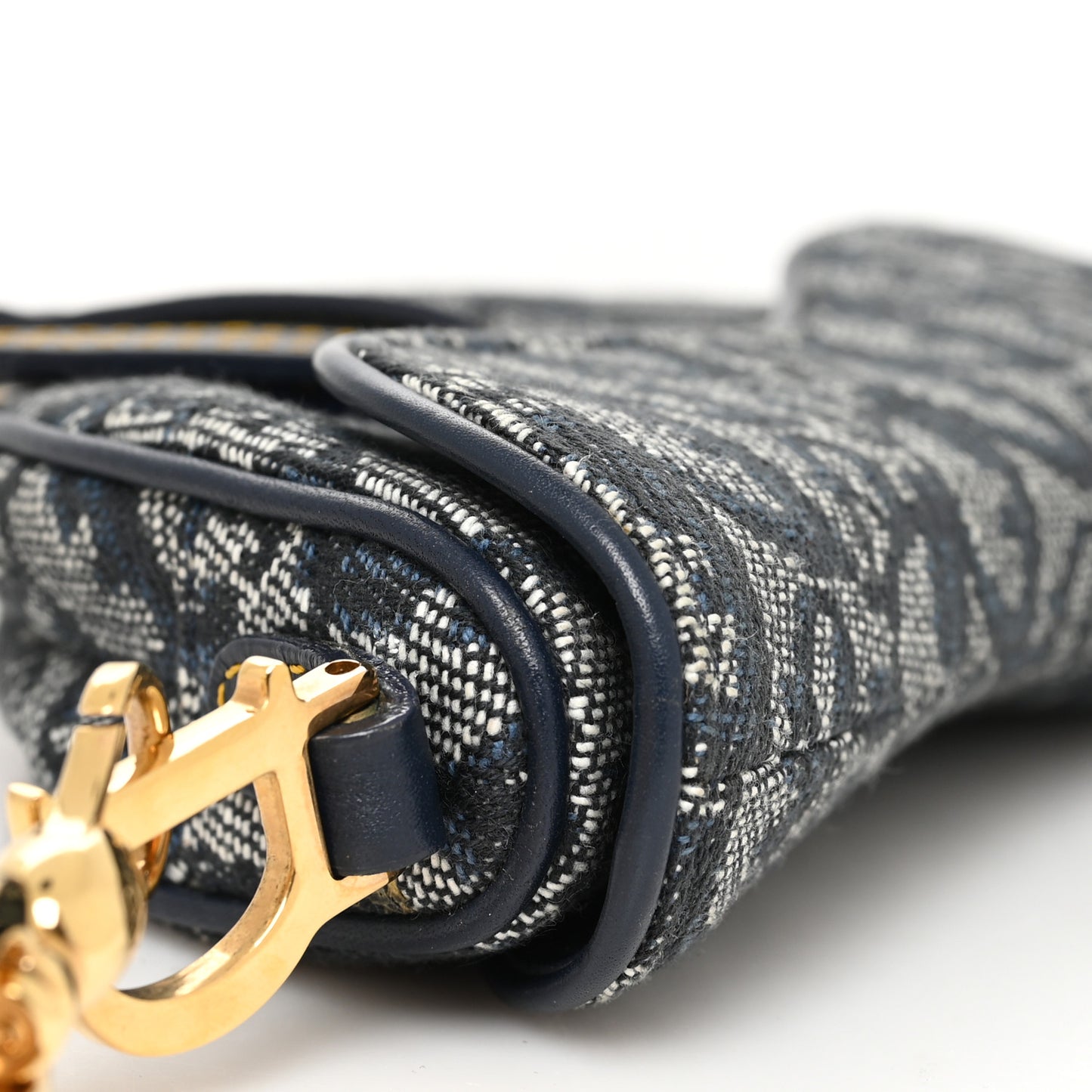 Monogram Mini Saddle Wristlet Navy Blue
