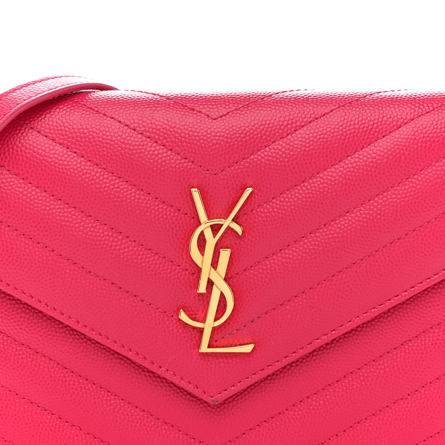 Grain De Poudre Matelasse Chevron Monogram Envelope Chain Wallet Bubblegum