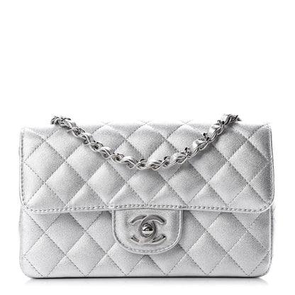 Chanel Metallic Lambskin Quilted Mini Rectangular Flap Silver 1 of 11
