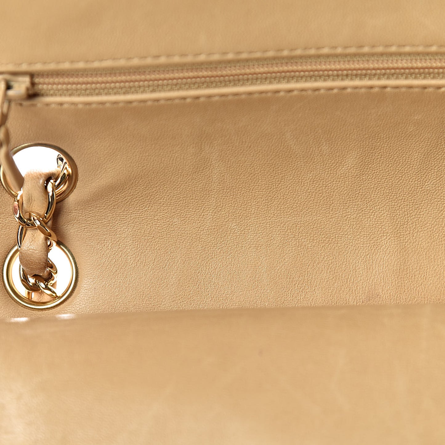 Lambskin Quilted Medium Double Flap Beige