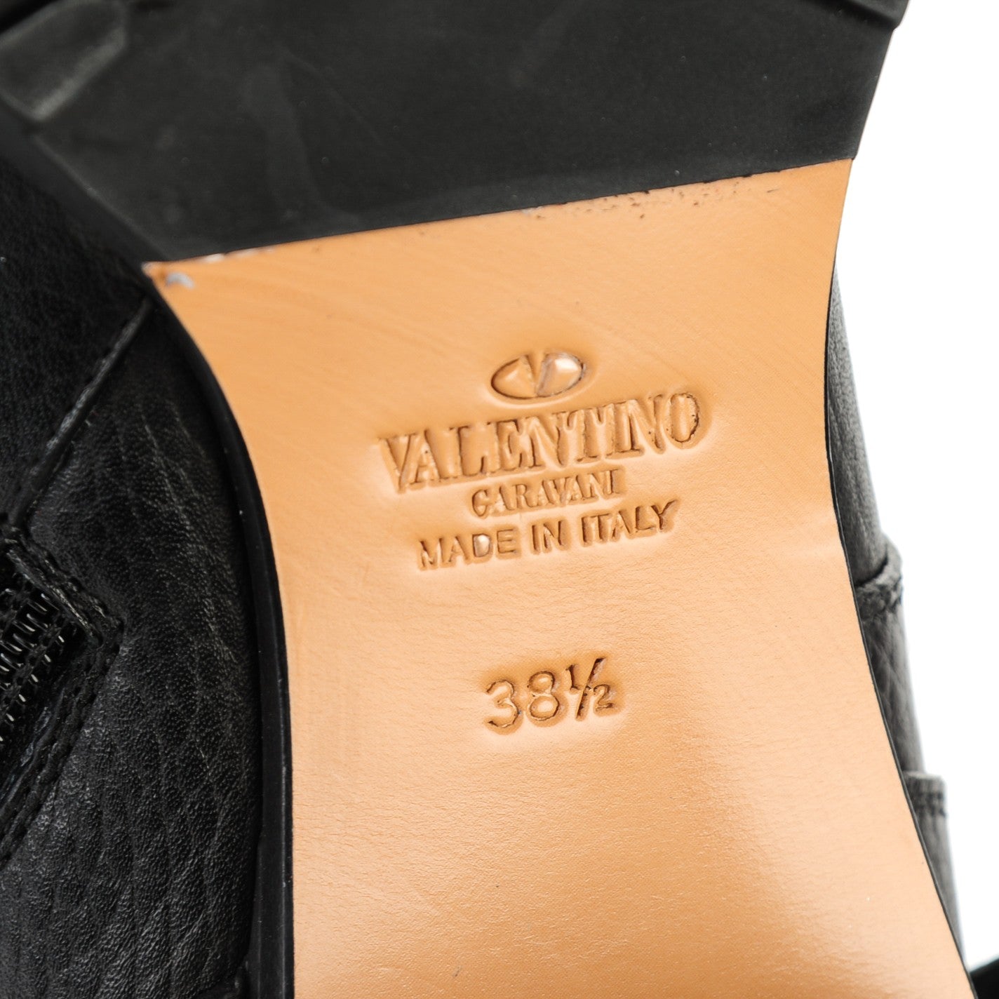 Valentino Garavani Calfskin Fringe Combat Boots 38.5 Black 6 of 9