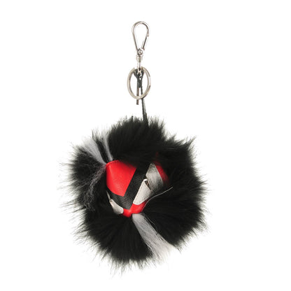 Fendi Vitello Elite Fox Goat Fur Igor Monster Bag Bug Cube Charm Rosso Black White 1 of 4