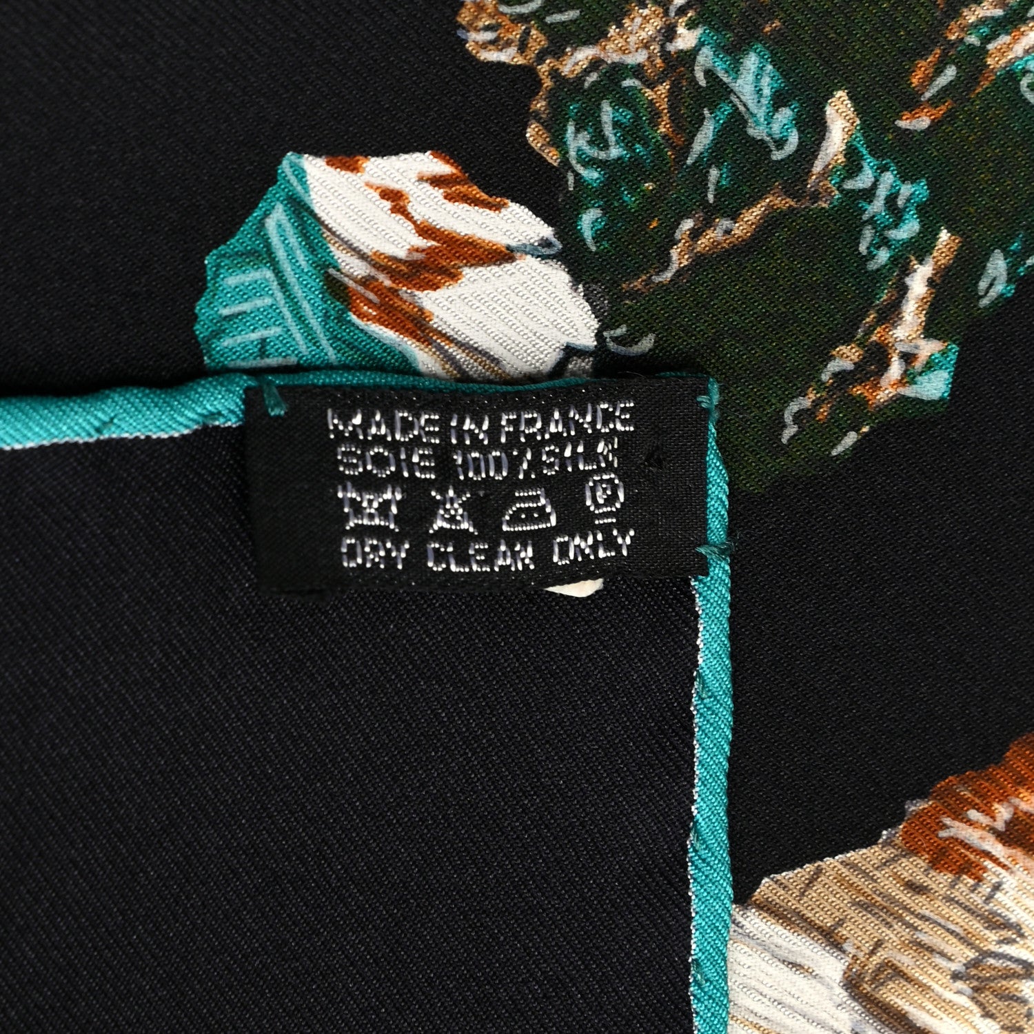 Hermes Silk Mineraux Scarf 90 Black Turquoise Beige 2 of 5
