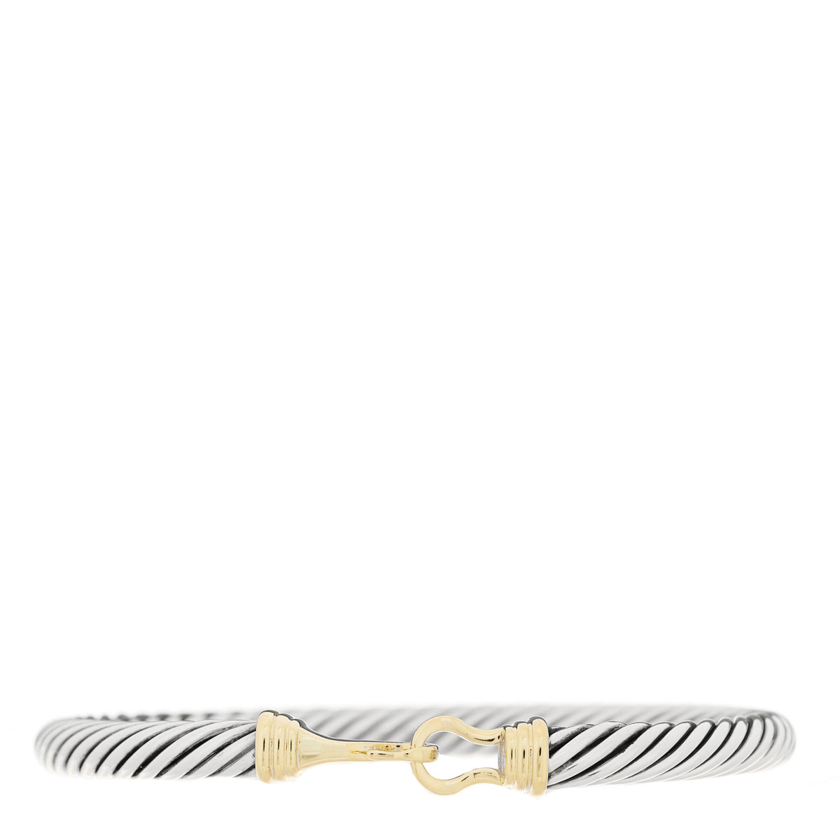 David Yurman Sterling Silver 14K Yellow Gold 5mm Cable Classic Buckle Bracelet 1 of 3