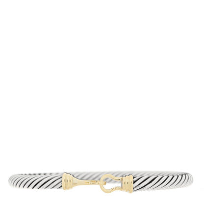 David Yurman Sterling Silver 14K Yellow Gold 5mm Cable Classic Buckle Bracelet 1 of 3