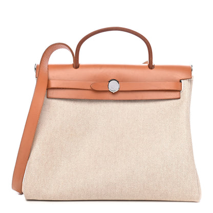 Hermes Toile Vache Calfskin Herbag 30 PM Natural 1 of 11