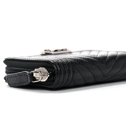 Chanel Caviar Chevron Quilted Boy Zip Around Coin Purse Wallet Black 8 of 10