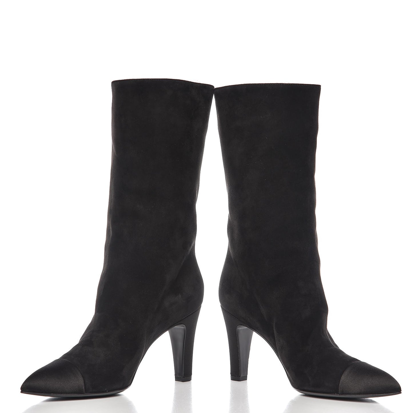 Suede Calfskin Satin Gabrielle Cap Toe Short Boots 38 Black