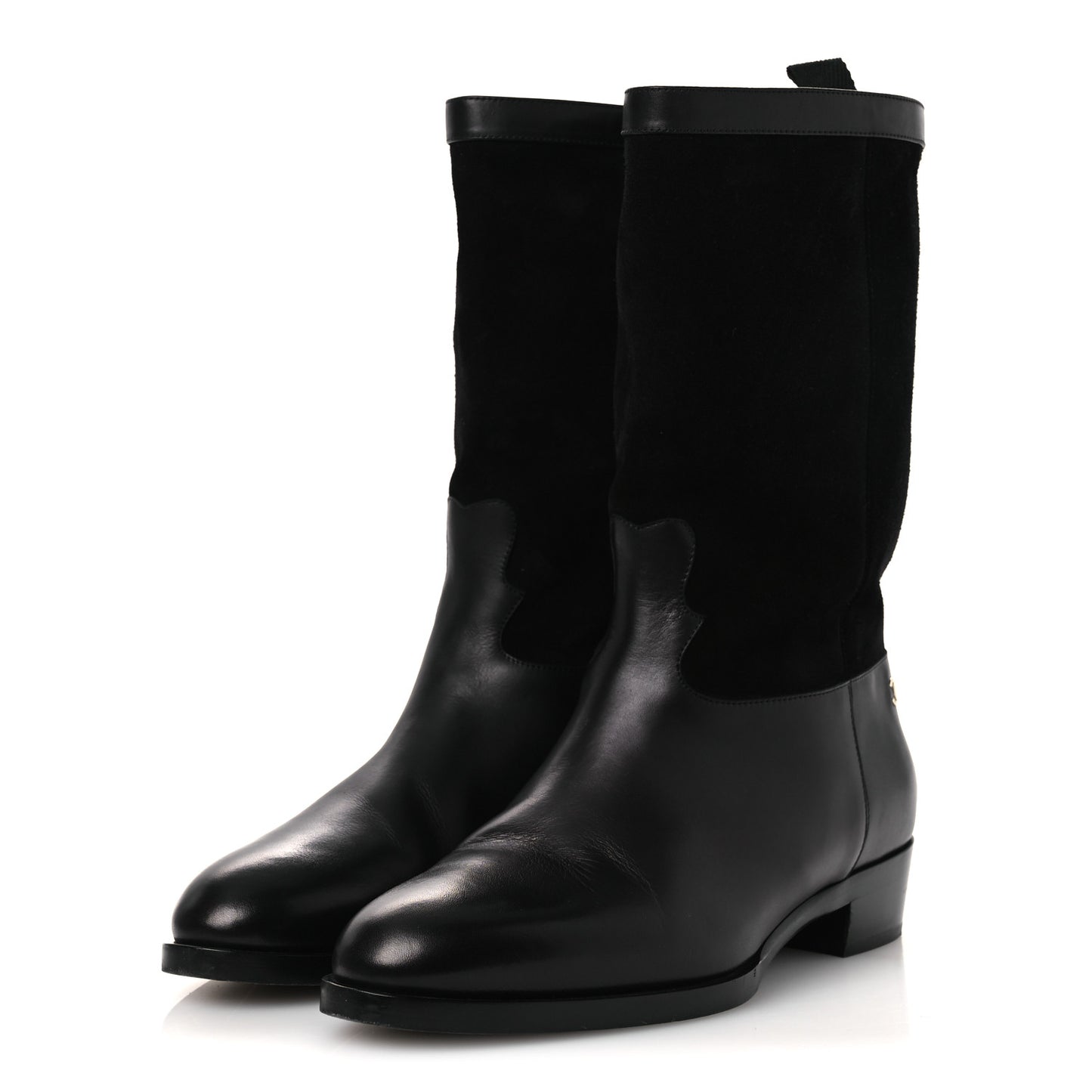 Suede Calfskin CC Short Boots 40 Black