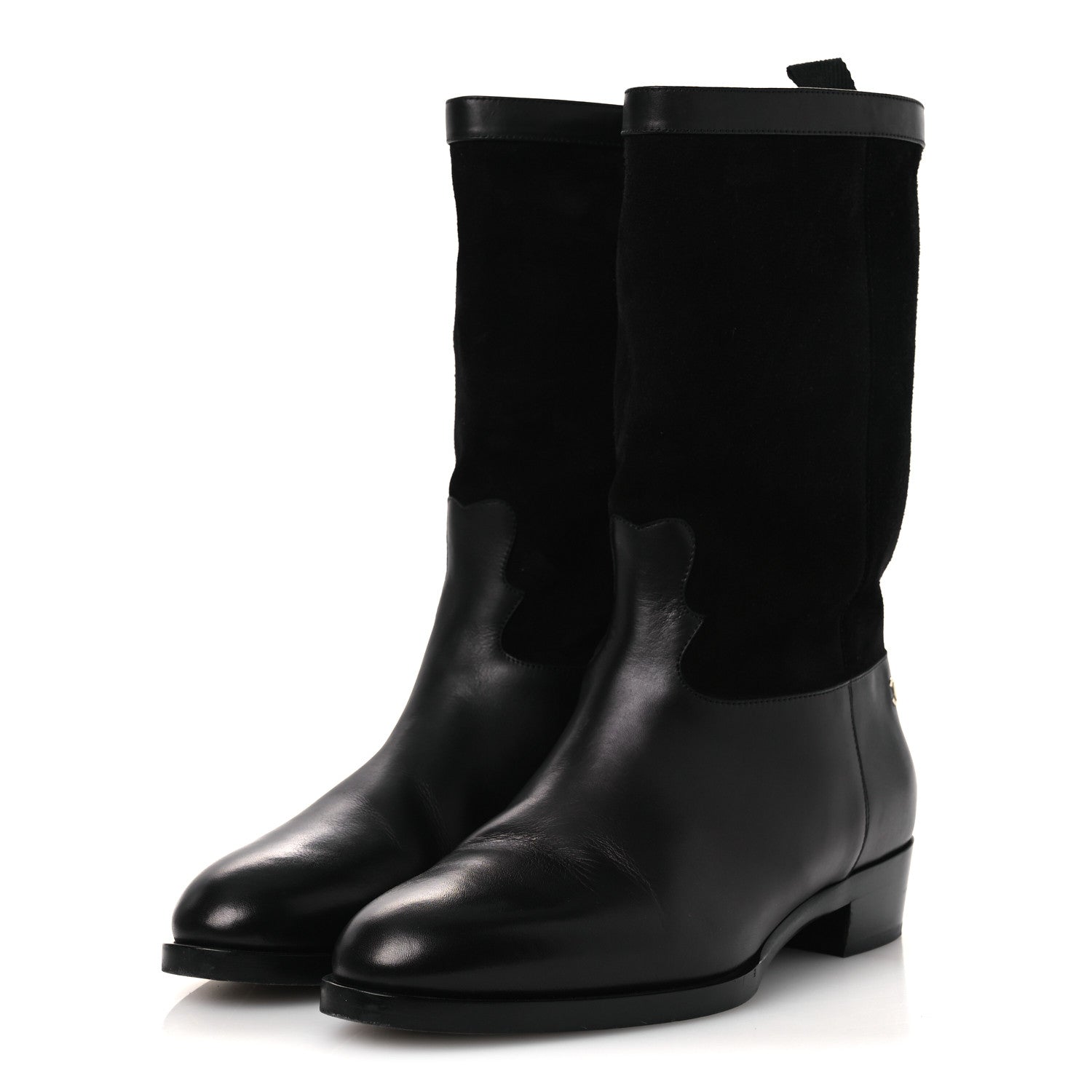 Chanel Suede Calfskin CC Short Boots 40 Black 4 of 12