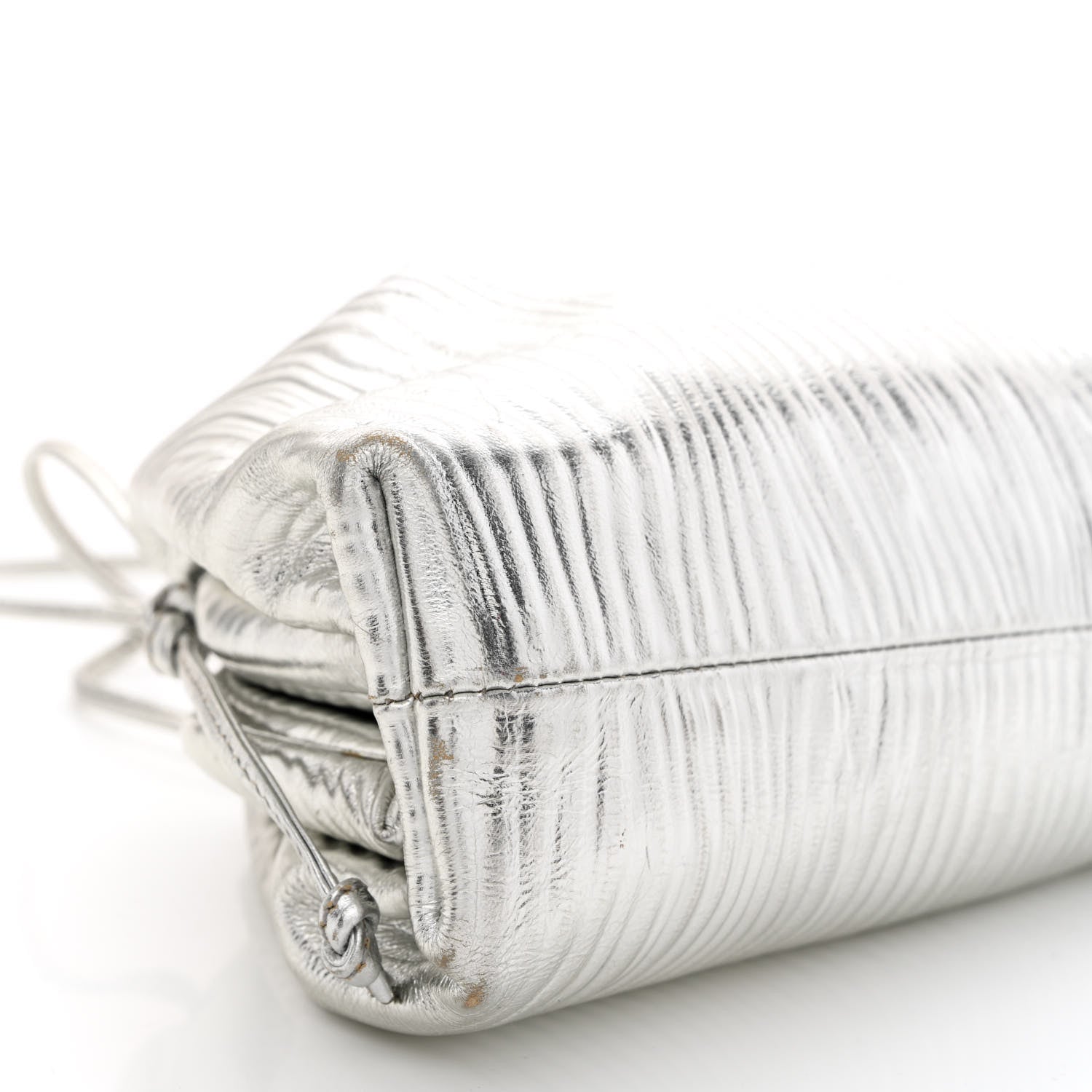 Bottega Veneta Metallic Bark Calfskin The Mini Pouch Silver 9 of 13