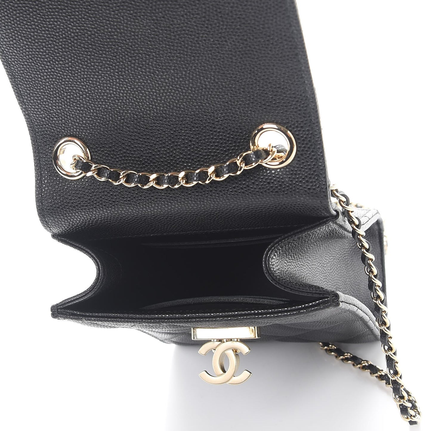 Caviar Quilted Golden Class Phone Holder Black